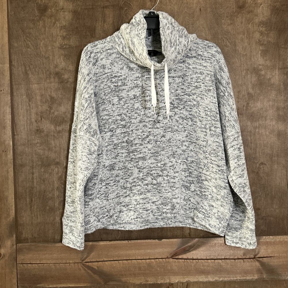 Banana Republic White/Gray/Black Cowl Neck Pullover Women’s M Oversized Cropped